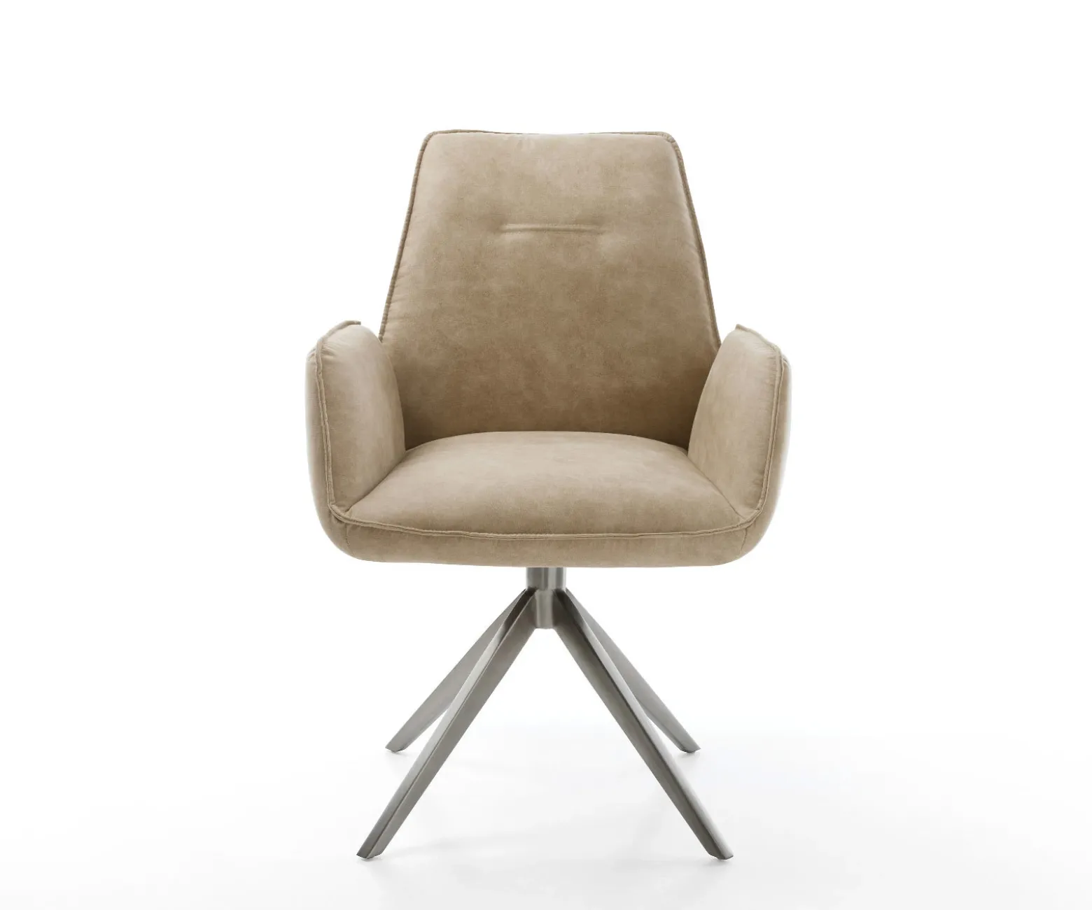 DrehstuhlZoa-Flex Mikrofaser Beige Vintage Kreuzgestell breit Graphit 360° drehbar Wippfunktion Taschenfederkern Sofort versandfertig