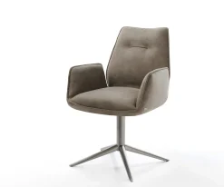 DrehstuhlZoa-Flex Mikrofaser Taupe Vintage Fußkreuz Graphit 360° drehbar Wippfunktion Taschenfederkern Sofort versandfertig