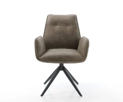 DrehstuhlZoa-Flex Mikrofaser Taupe Vintage Kreuzgestell breit Schwarz 360° drehbar Wippfunktion Taschenfederkern Sofort versandfertig