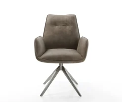DrehstuhlZoa-Flex Mikrofaser Taupe Vintage Kreuzgestell breit Graphit 360° drehbar Wippfunktion Taschenfederkern Sofort versandfertig