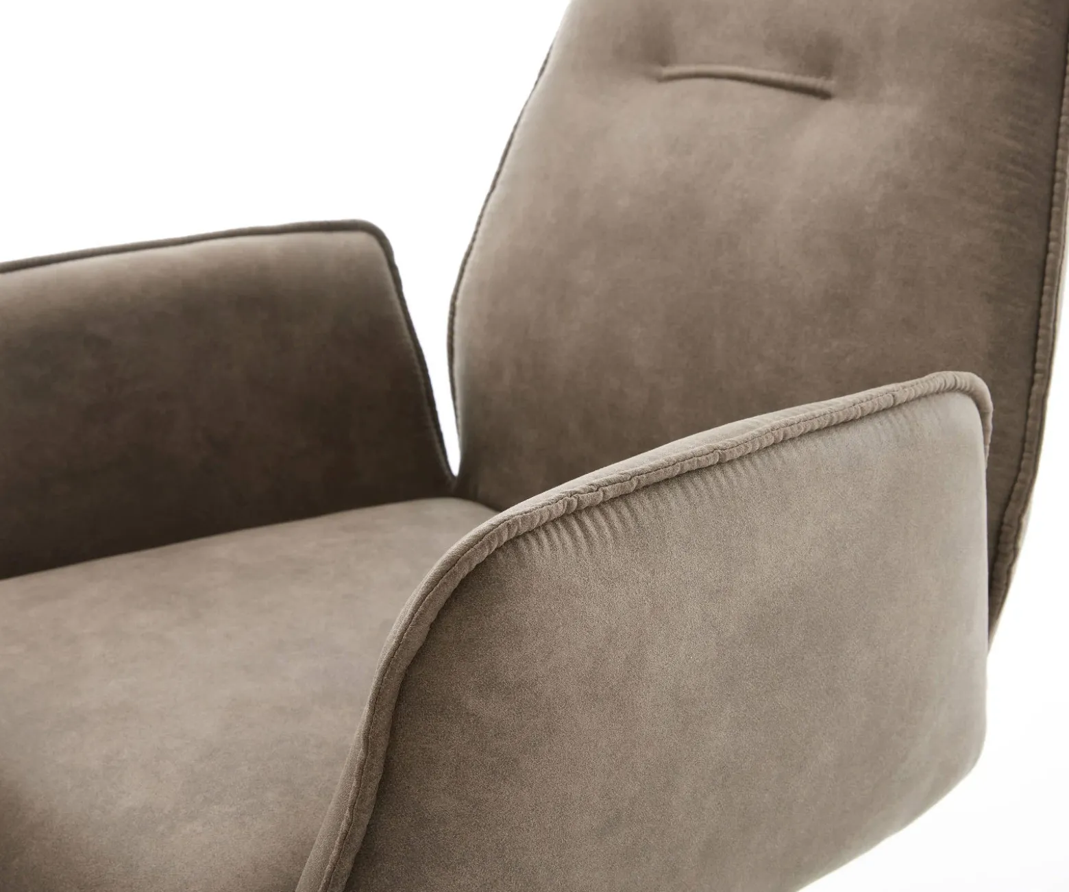 DrehstuhlZoa-Flex Mikrofaser Taupe Vintage Kreuzgestell breit Graphit 360° drehbar Wippfunktion Taschenfederkern Sofort versandfertig