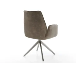 DrehstuhlZoa-Flex Mikrofaser Taupe Vintage Kreuzgestell breit Graphit 360° drehbar Wippfunktion Taschenfederkern Sofort versandfertig
