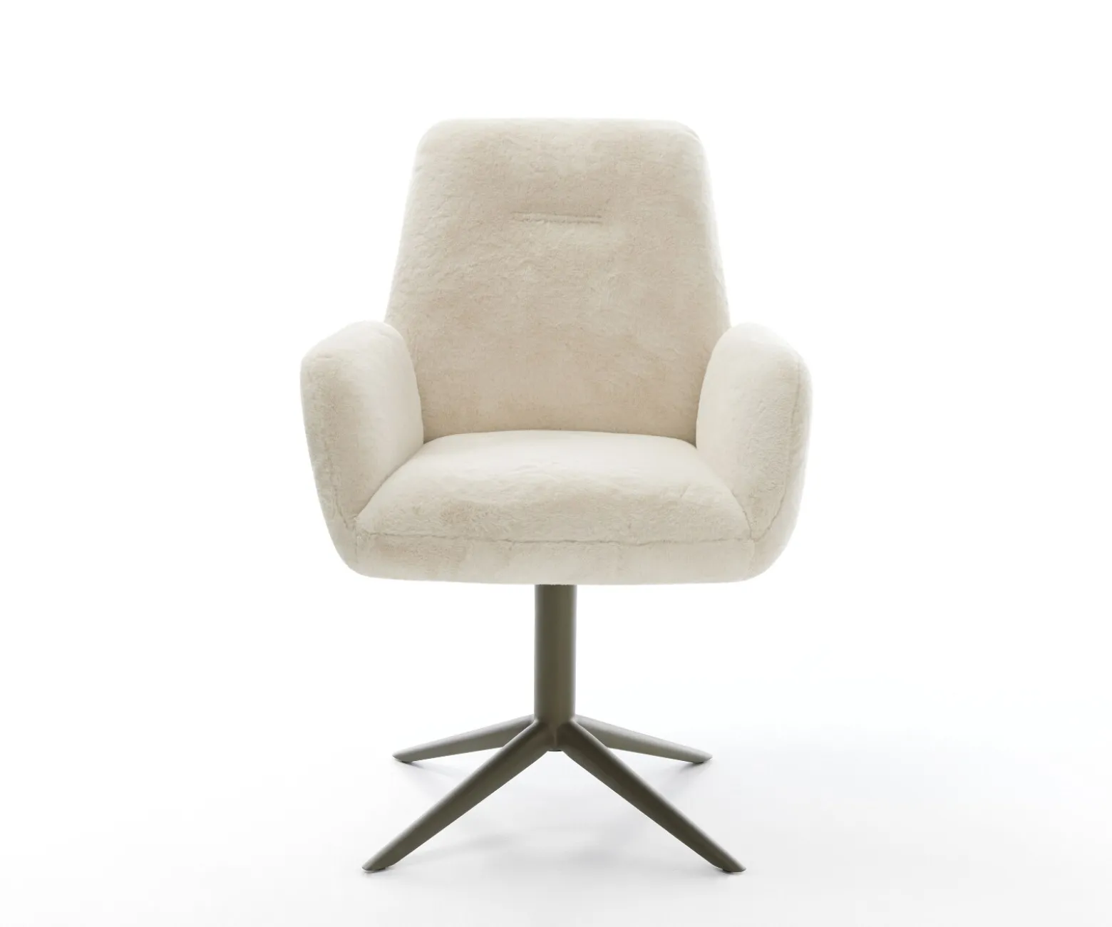 DrehstuhlZoa-Flex Plüsch Creme-Weiß Fußkreuz Effektfinish Titan 360° drehbar Wippfunktion Taschenfederkern Sofort versandfertig