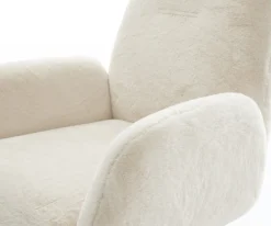 DrehstuhlZoa-Flex Plüsch Creme-Weiß Fußkreuz Effektfinish Titan 360° drehbar Wippfunktion Taschenfederkern Sofort versandfertig