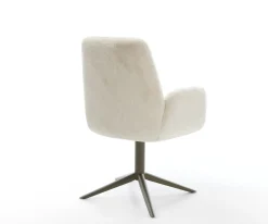 DrehstuhlZoa-Flex Plüsch Creme-Weiß Fußkreuz Effektfinish Titan 360° drehbar Wippfunktion Taschenfederkern Sofort versandfertig