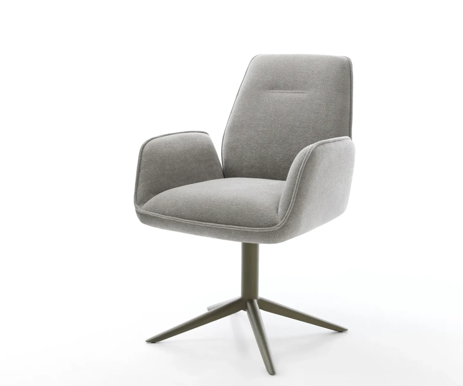 DrehstuhlZoa-Flex Strukturstoff Soft Grau Fußkreuz Effektfinish Titan 360° drehbar Wippfunktion Taschenfederkern Sofort versandfertig