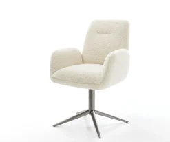DrehstuhlZoa-Flex Teddystoff Beige Fußkreuz Graphit 360° drehbar Wippfunktion Taschenfederkern Sofort versandfertig