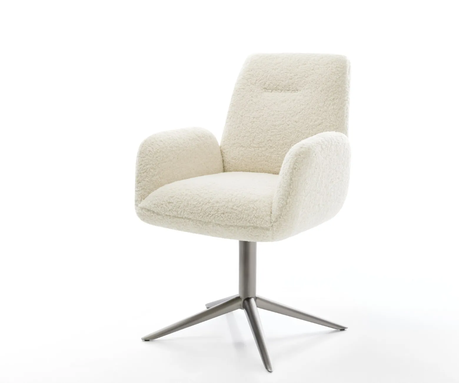 DrehstuhlZoa-Flex Teddystoff Beige Fußkreuz Graphit 360° drehbar Wippfunktion Taschenfederkern Sofort versandfertig