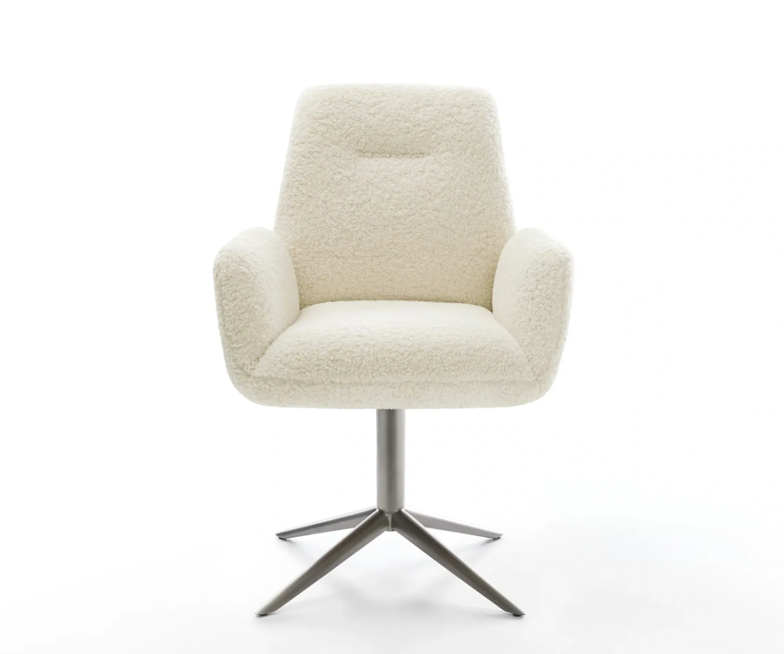 DrehstuhlZoa-Flex Teddystoff Beige Fußkreuz Graphit 360° drehbar Wippfunktion Taschenfederkern Sofort versandfertig