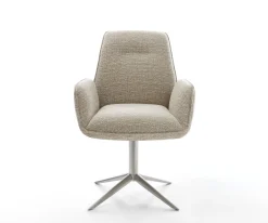 DrehstuhlZoa-Flex Webstoff Soft Beige Fußkreuz Edelstahl 360° drehbar Wippfunktion Taschenfederkern Sofort versandfertig