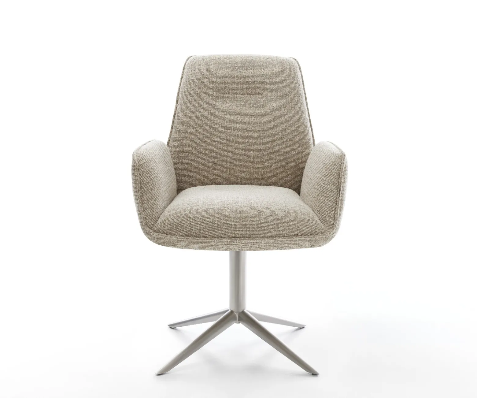 DrehstuhlZoa-Flex Webstoff Soft Beige Fußkreuz Edelstahl 360° drehbar Wippfunktion Taschenfederkern Sofort versandfertig