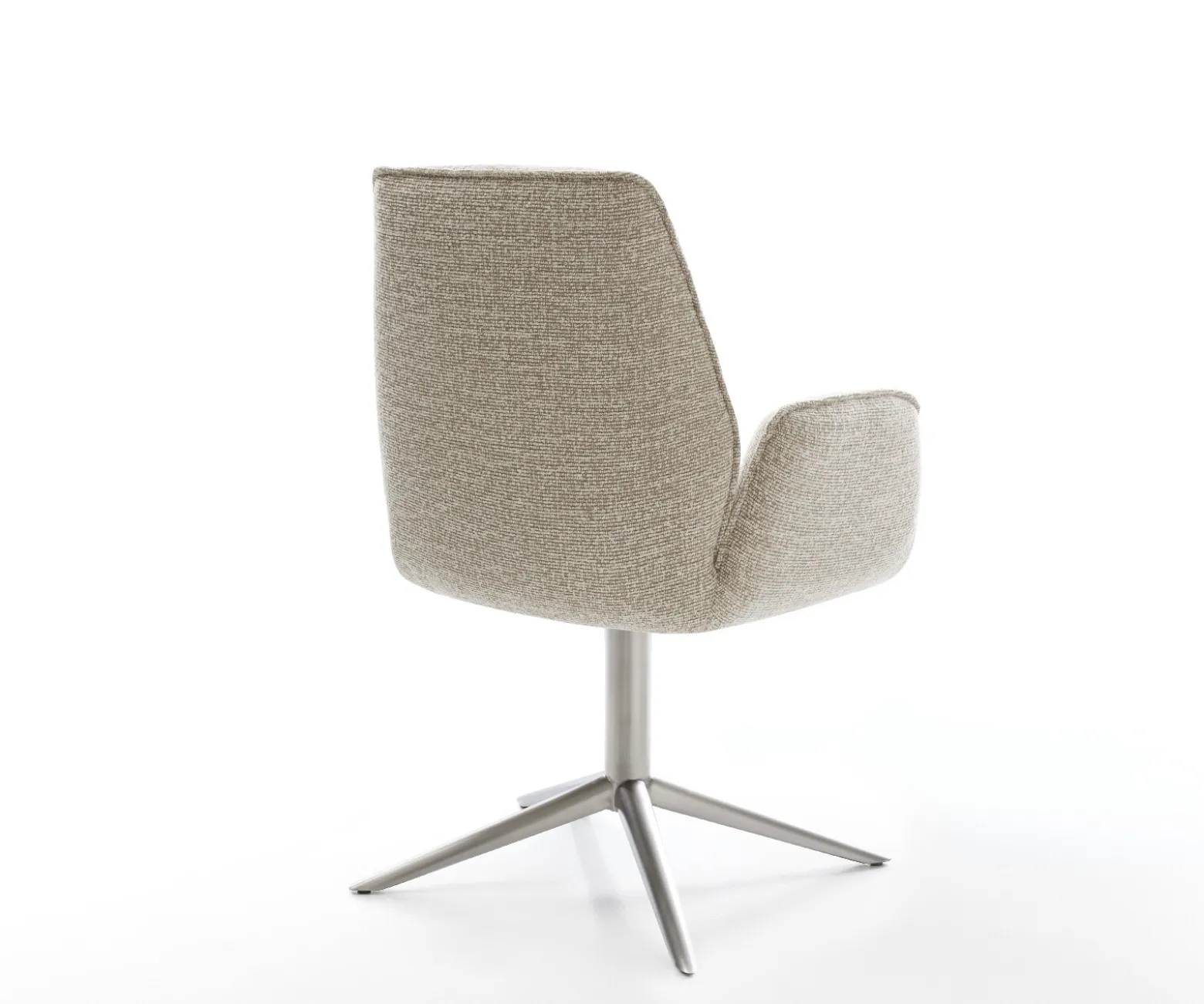 DrehstuhlZoa-Flex Webstoff Soft Beige Fußkreuz Edelstahl 360° drehbar Wippfunktion Taschenfederkern Sofort versandfertig