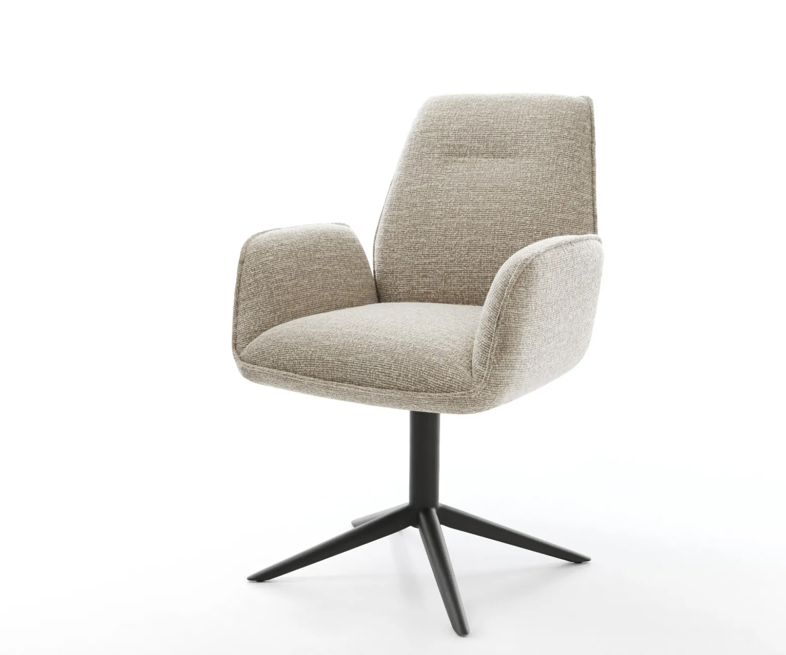 DrehstuhlZoa-Flex Webstoff Soft Beige Fußkreuz Schwarz 360° drehbar Wippfunktion Taschenfederkern Sofort versandfertig