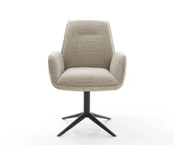 DrehstuhlZoa-Flex Webstoff Soft Beige Fußkreuz Schwarz 360° drehbar Wippfunktion Taschenfederkern Sofort versandfertig