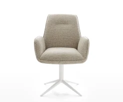 DrehstuhlZoa-Flex Webstoff Soft Beige Fußkreuz Weiß 360° drehbar Wippfunktion Taschenfederkern Sofort versandfertig
