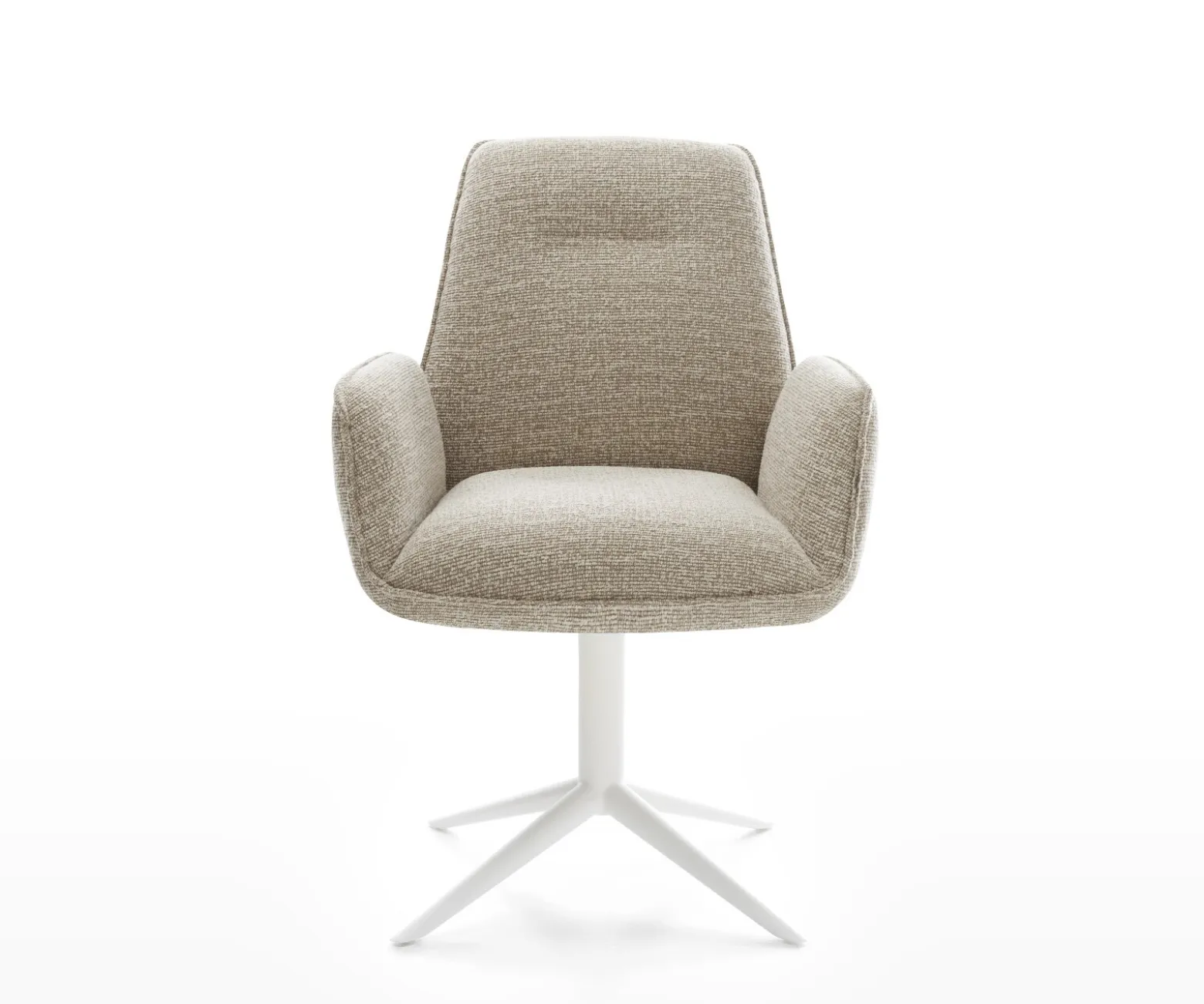 DrehstuhlZoa-Flex Webstoff Soft Beige Fußkreuz Weiß 360° drehbar Wippfunktion Taschenfederkern Sofort versandfertig
