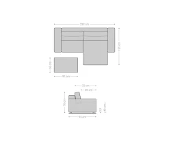 EcksofaLanzo 230x155 cm Cord Beige Recamiere variabel mit Hocker Sofort versandfertig