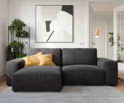 EcksofaLanzo 230x155 cm Mikrofaser Schwarz Recamiere variabel Sofort versandfertig