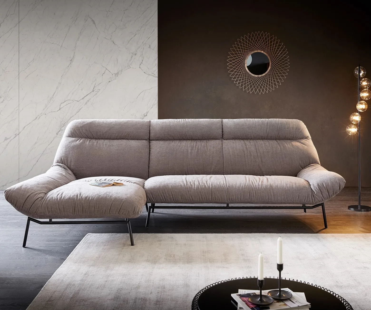 EcksofaShape High 305x160 Steingrau Longchair links by ES brand Sofort versandfertig
