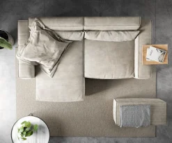 EcksofaSirpio 230x155 cm Cord Beige Recamiere variabel mit Hocker Sofort versandfertig