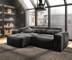 EcksofaSirpio 230x155 cm Mikrofaser Schwarz Recamiere variabel Sofort versandfertig