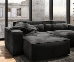EcksofaSirpio 230x155 cm Mikrofaser Schwarz Recamiere variabel Sofort versandfertig