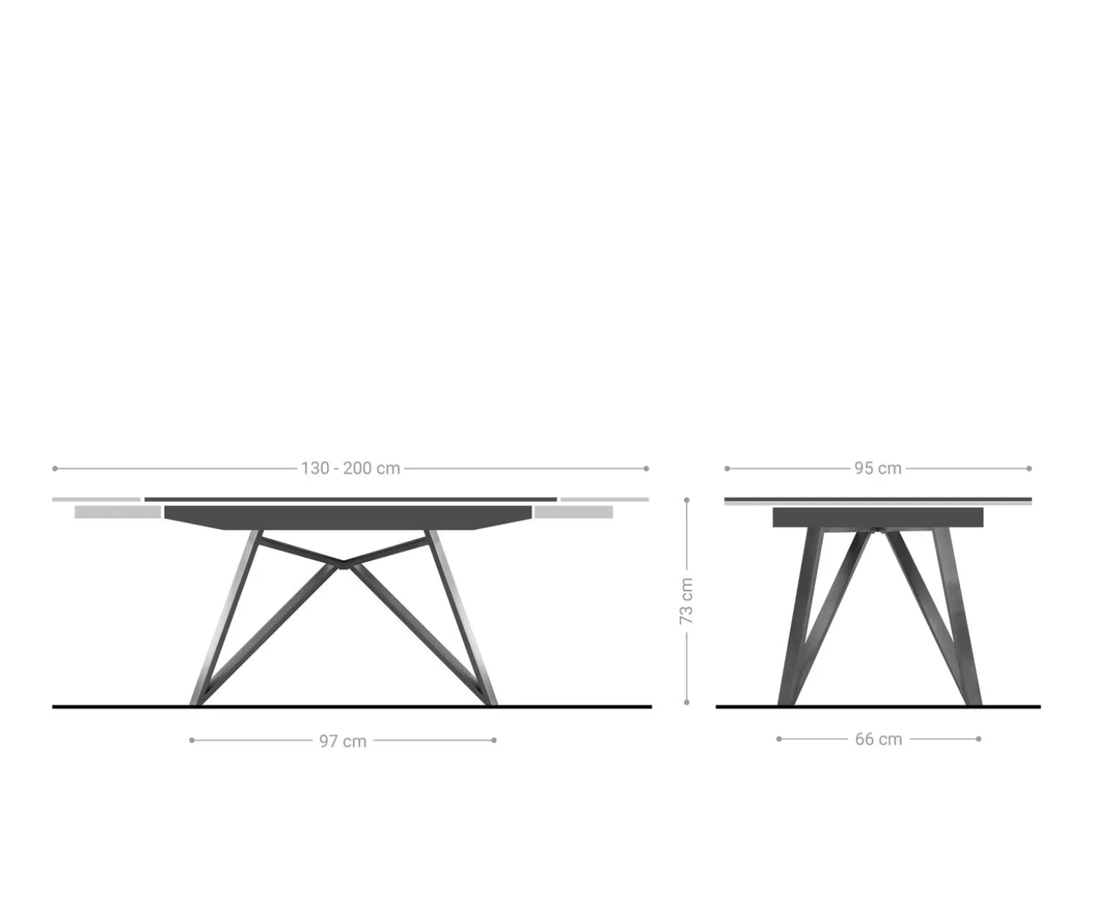 EsstischCarlow 130/200x95 cm Keramik Braun Edelstahl ausziehbar Sofort versandfertig