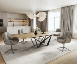 EsstischEdge Boot 240-300x120 cm Keramik Laminam® Sabbia Eichefarbig Spider Flachstahl Edelstahl ausziehbar Sofort versandfertig