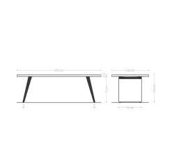 EsstischEdge Boot 240x120x2,5-3 Eiche Natur Metall Schräg Schwarz Schweizer Kante Sofort versandfertig
