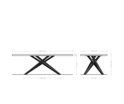 EsstischEdge Boot 240x120x2,5-3 Eiche Natur Kreuzgestell Rechteck Edelstahl Schweizer Kante Sofort versandfertig
