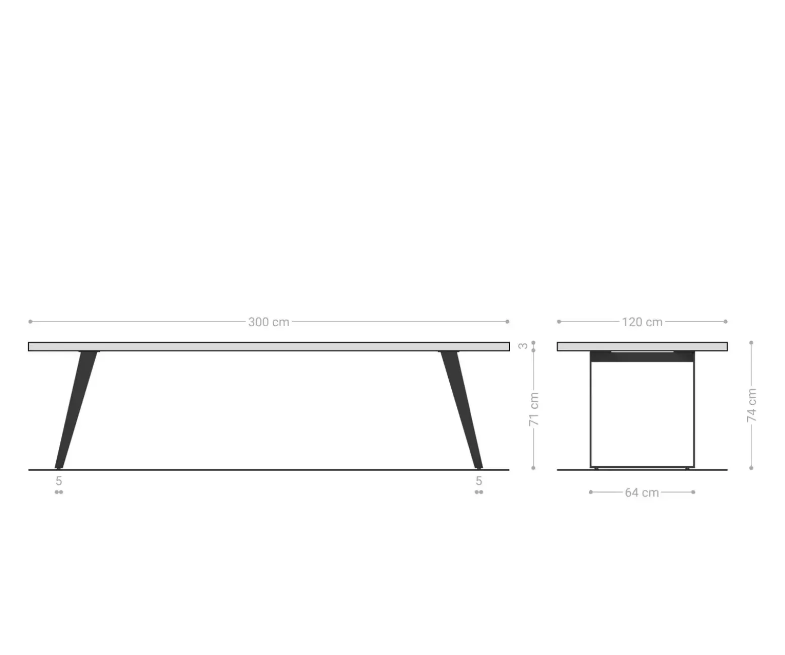 EsstischEdge Boot 300x120x2,5-3 Eiche Natur Metall Schräg Schwarz Schweizer Kante Versandfertig ca. 14.11.26