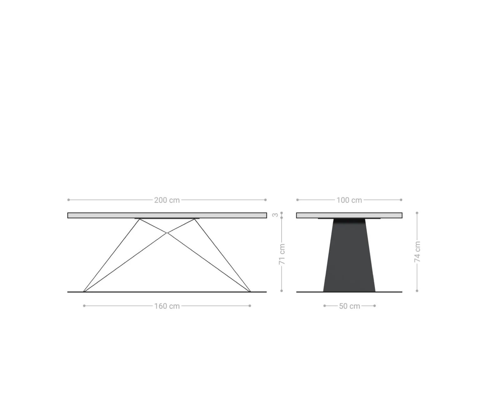 EsstischEdge Boot 200x100x2,5-3 Eiche Natur V-Gestell Flachstahl Schwarz Schweizer Kante Versandfertig ca. 20.08.26