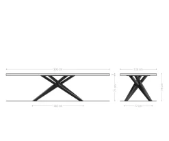 EsstischEdge Boot 300x120x2,5-3 Eiche Natur Kreuzgestell Rechteck Edelstahl Schweizer Kante Versandfertig ca. 14.11.26