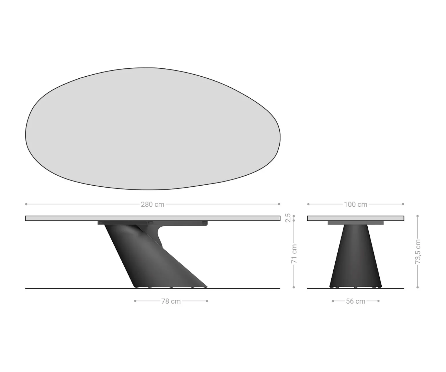 EsstischEdge Oval 280x130 Reliefglas Rauchschwarz 3D-Design Cono Metallic Silber Versandfertig ca. 25.09.26