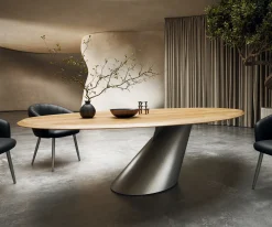 EsstischEdge Oval 280x130x2,5 Eiche Natur Cono Metallic Silber Flow- Versandfertig ca. 25.09.26