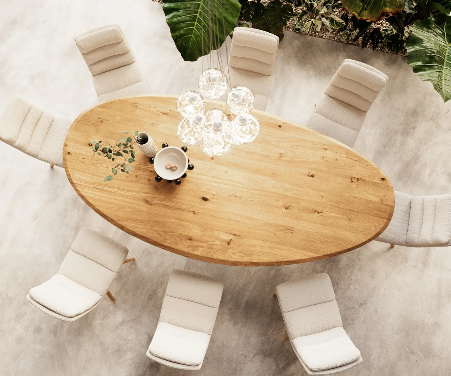 EsstischEdge Oval 280x130x2,5 Eiche Natur Estelar rund Edelstahl Flow- Sofort versandfertig