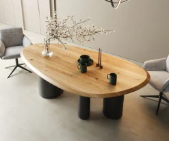 EsstischEdge Oval 220x120x2,5 Eiche Natur Troa Metall Schwarz Flow- Sofort versandfertig