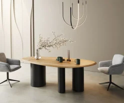 EsstischEdge Oval 220x120x2,5 Eiche Natur Troa Metall Schwarz Flow- Sofort versandfertig