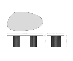 EsstischEdge Oval 220x120x2,5 Eiche Natur Troa Metall Schwarz Flow- Sofort versandfertig