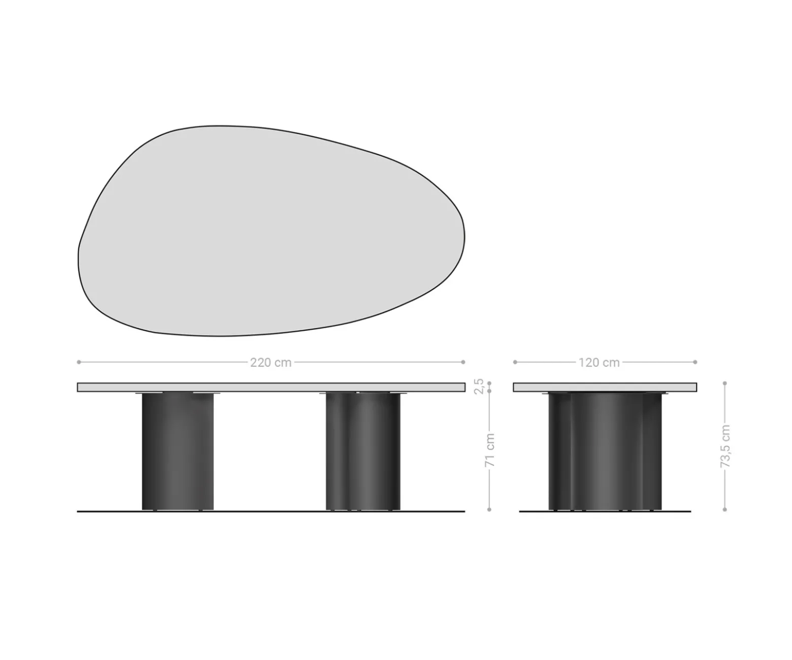 EsstischEdge Oval 220x120x2,5 Eiche Natur Troa Metall Schwarz Flow- Sofort versandfertig