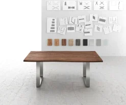 EsstischEdge 200x100 Akazie Braun Edelstahl Schmal Live- Sofort versandfertig