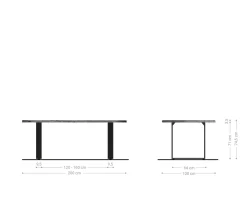 EsstischEdge 200x100 Akazie Braun Edelstahl Schmal Live- Sofort versandfertig