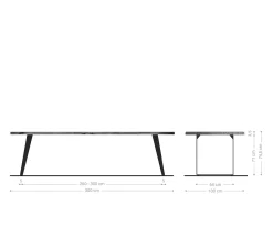 EsstischEdge 300x100 Akazie Braun Metall Schräg Live- Versandfertig ca. 07.11.26