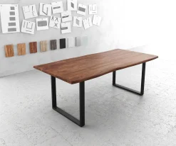 EsstischEdge 200x100 Akazie Braun Metall Schmal schwarz Live- Sofort versandfertig
