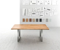 EsstischEdge 200x100 Akazie Natur Edelstahl Breit Live- Sofort versandfertig