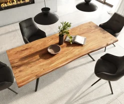 EsstischEdge 240x100 Akazie Natur Estelar rund Metall Schwarz Live- Sofort versandfertig