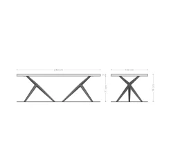 EsstischEdge 240x100 Akazie Natur Estelar rund Metall Schwarz Live- Sofort versandfertig