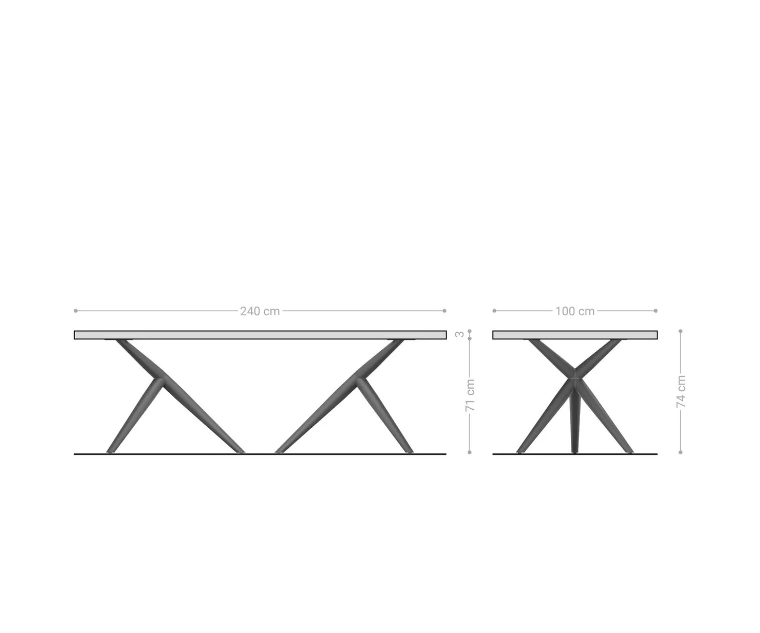 EsstischEdge 240x100 Akazie Natur Estelar rund Edelstahl Live- Sofort versandfertig