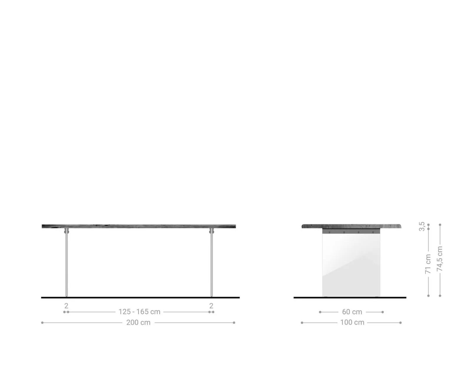 EsstischEdge 200x100 Akazie Natur Glas Live- Sofort versandfertig