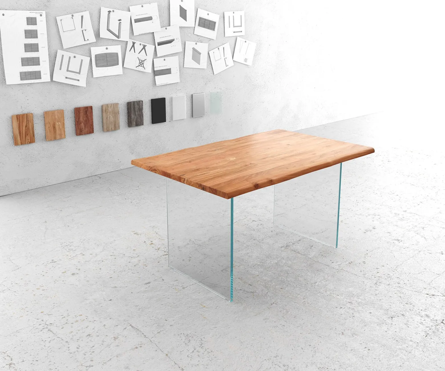 EsstischEdge 140x90 Akazie Natur Glas Live- Sofort versandfertig
